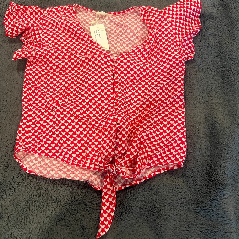 Tie front heart blouse